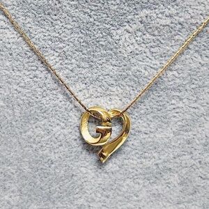 Authentic Givenchy Rare Vintage GG Heart 18kt Gold Vermeil Necklace